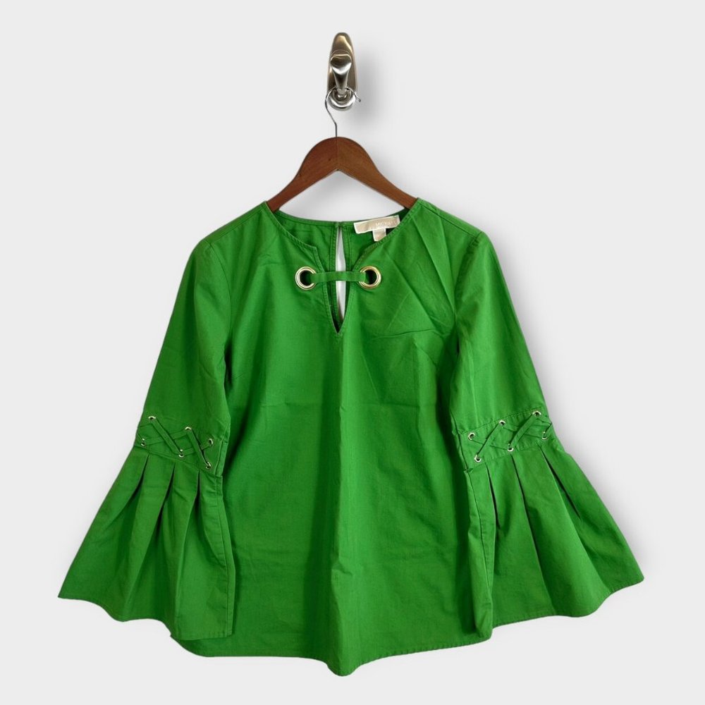 NWOT MICHAEL MICHAEL KORS GROMMET FRONT BELL SLEEVE BLOUSE